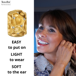 Traveller Clip-on Earrings - Gold Plated - Crystals - Honeycomb Structure- 20x10mm - 157822