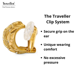 Traveller Clip-on Earrings - Gold Plated - Crystals - Honeycomb Structure- 20x10mm - 157822