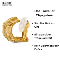Traveller Ohrclips - Vergoldet - Kristalle - Wabenstruktur - 20x10mm - 157822
