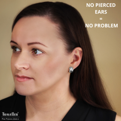 Traveller Clip-on Earrings - Silver Coloured - Crystals - Honeycomb Structure - Platinum Plated - 20x10mm - 157823