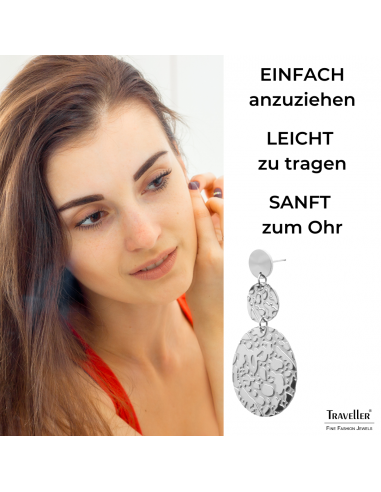Traveller Ohrhänger - Silberfarben - Oval - Edelstahl - 45 x 25 mm - 181241