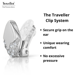 Traveller Clip-on Earrings - Silver Coloured - Crystals - Platinum Plated - 13x13mm - 157825