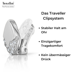 Traveller Ohrclips - Silberfarben - Kristalle - Platiniert - 13x13mm - 157825