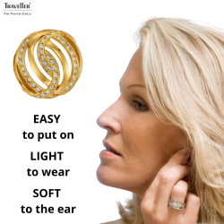 Traveller Clip-on Earrings - Gold Plated - Crystals - 20mm - 157826