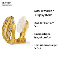 Traveller Ohrclips - Vergoldet - Kristalle - 20mm - 157826