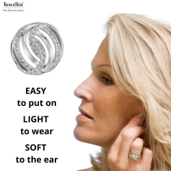 Traveller Clip-on Earrings - Silver Coloured - Crystals - Platinum Plated - 20mm - 157827