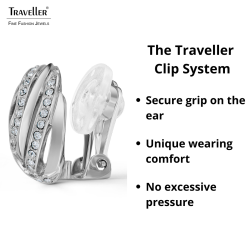 Traveller Clip-on Earrings - Silver Coloured - Crystals - Platinum Plated - 20mm - 157827