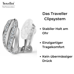 Traveller Ohrclips - Silberfarben - Kristalle - Platiniert - 20mm - 157827