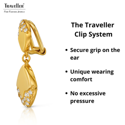 Traveller Clip-on Earrings - Drop Earrings - Gold Plated - Crystals - Square - 30x15mm - 157828