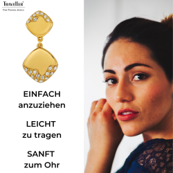 Traveller Ohrclips - Hänger - Vergoldet - Kristalle - Quadratisch - 30x15mm - 157828