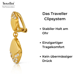 Traveller Ohrclips - Hänger - Vergoldet - Kristalle - Quadratisch - 30x15mm - 157828