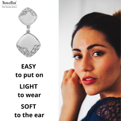 Traveller Clip-on Earrings - Drop Earrings - Silver Coloured - Crystals - Square - Platinum Plated - 30x15mm - 157829