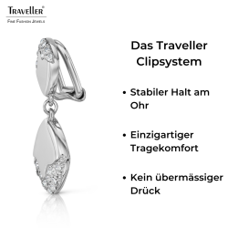 Traveller Ohrclips - Hänger - Silberfarben - Kristalle - Quadratisch - Platiniert - 30x15mm - 157829