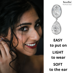 Traveller Clip-on Earrings - Drop Earrings - Silver Coloured - Crystals - Oval&Drop - Platinum Plated - 35x12mm - 157831