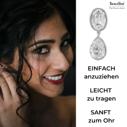 Traveller Ohrclips - Hänger - Silberfarben - Kristalle - Oval & Tropfen - Platiniert - 35x12mm - 157831