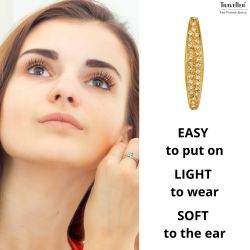 Traveller Clip-on Earrings - Gold Plated - Crystals - 25x5mm - 157834