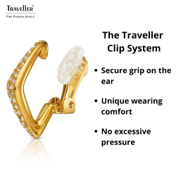 Traveller Clip-on Earrings - Gold Plated - Crystals - 25x5mm - 157834