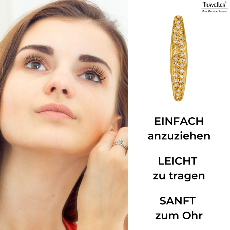 Traveller Ohrclips - Vergoldet - Kristalle - 25x5mm - 157834
