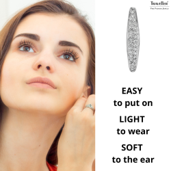 Traveller Clip-on Earrings - Silver Coloured - Crystals - Platinum Plated - 25x5mm - 157835