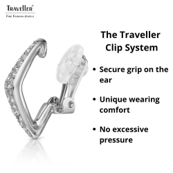Traveller Clip-on Earrings - Silver Coloured - Crystals - Platinum Plated - 25x5mm - 157835