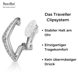 Traveller Ohrclips - Silberfarben - Kristalle - Platiniert - 25x5mm - 157835