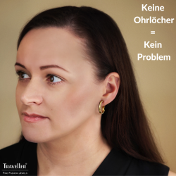 Traveller Ohrclips - Creolen - Vergoldet - Kristalle - Schwarz Emaille - 23x4mm - 157836