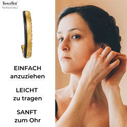 Traveller Ohrclips - Creolen - Vergoldet - Kristalle - Schwarz Emaille - 23x4mm - 157836