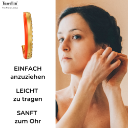 Traveller Ohrclips - Creolen - Vergoldet - Kristalle - Korallenfarben Emaille - 23x4mm - 157837