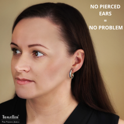 Traveller Clip-on Earrings - Silver Coloured - Crystals - Dark Blue Enamel - Platinum Plated - 23x4mm - 157838 