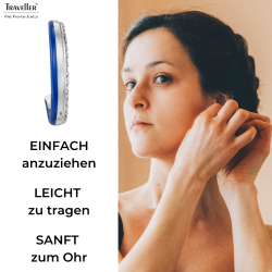 Traveller Ohrclips - Silberfarben - Kristalle - Dunkel Blau Emaille - Platiniert - 23x4mm - 157838 