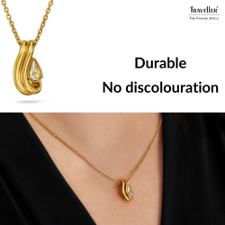 Traveller Pendant with Necklace - Gold Palted - Crystal - 6x3,6mm - Teardrop - 17x9mm - 44 cm - 157840