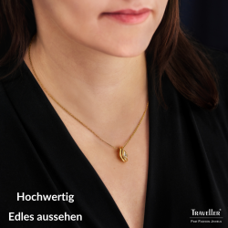 Traveller Anhänger mit Kette - Vergoldet - Kristal - 6x3,6mm - Tropfenform - 17x9mm - 44 cm - 157840