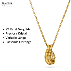 Traveller Anhänger mit Kette - Vergoldet - Kristal - 6x3,6mm - Tropfenform - 17x9mm - 44 cm - 157840