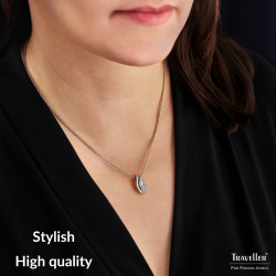 Traveller Pendant with Necklace- Silver Coloured - Crystal - Teardrop - Platinum Plated - 16x9mm  - 44cm - 157841