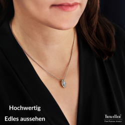 Traveller Anhänger mit Kette - Silberfarben - Kristall - Tropfenform - Platiniert - 16x9mm - 44cm - 157841