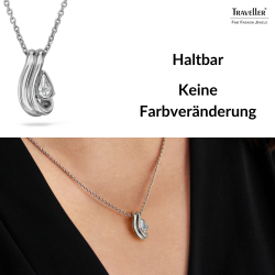 Traveller Anhänger mit Kette - Silberfarben - Kristall - Tropfenform - Platiniert - 16x9mm - 44cm - 157841