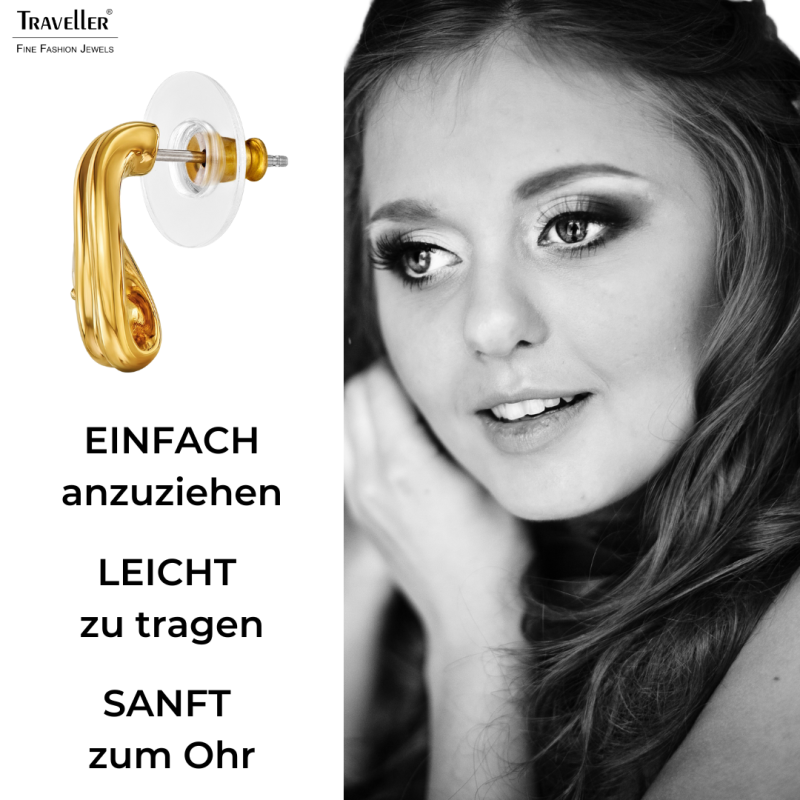 Traveller Ohrstecker - Vergoldet - Kristal - 6x3,6mm - Tropfenform - 17x9mm - 157842