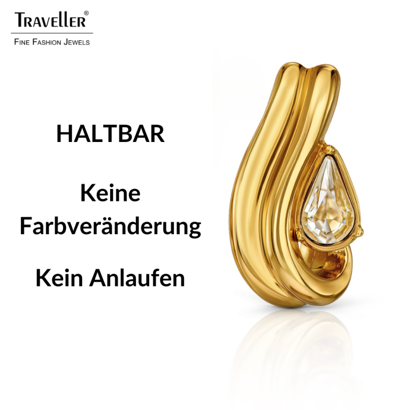 Traveller Ohrstecker - Vergoldet - Kristal - 6x3,6mm - Tropfenform - 17x9mm - 157842