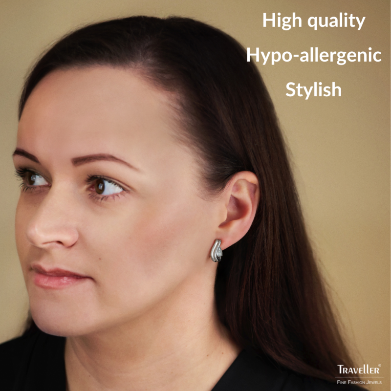 Traveller Earrings - Silver Coloured - Crystal - 6x3,6mm - Teardrop - Platinum Plated - 17x9mm - 157843