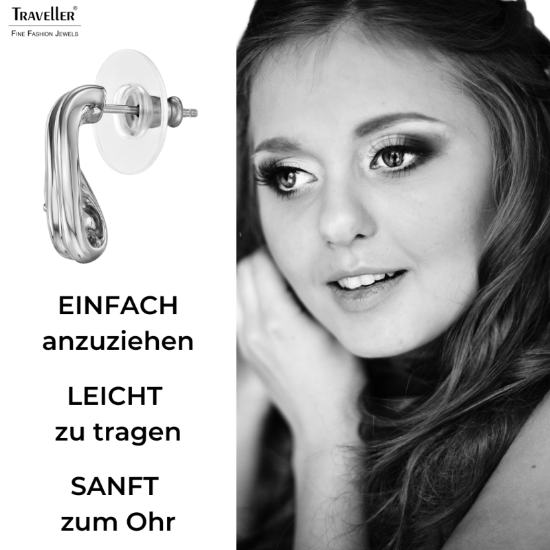 Traveller Ohrstecker - Silberfarben - Kristal - 6x3,6mm - Tropfenform - Platiniert - 17x9mm - 157843