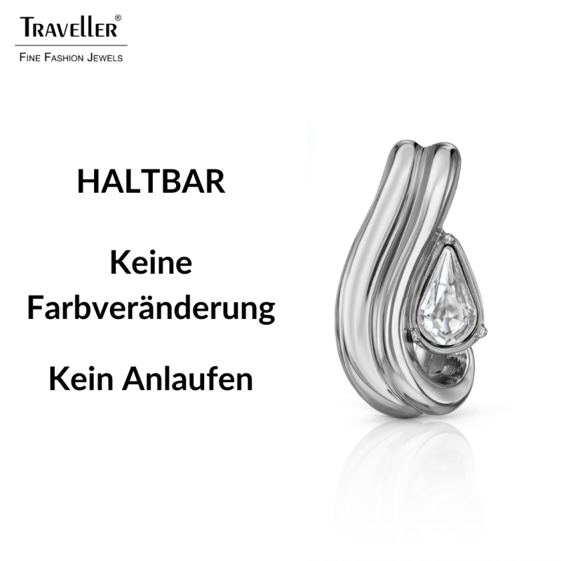 Traveller Ohrstecker - Silberfarben - Kristal - 6x3,6mm - Tropfenform - Platiniert - 17x9mm - 157843