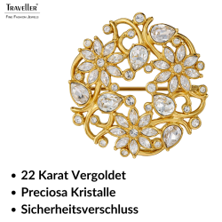 Traveller Brosche - Vergoldet - Kristalle - Geblüht - 35 mm - 157844 