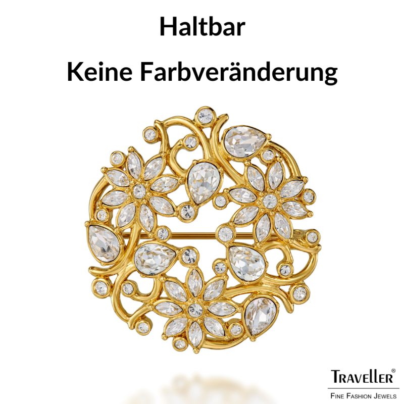 Traveller Brosche - Vergoldet - Kristalle - Geblüht - 35 mm - 157844 