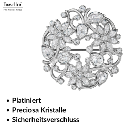 Traveller Brosche - Silberfarben - Kristalle - Geblüht  - Platiniert - 35 mm - 157845