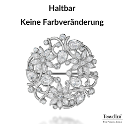 Traveller Brosche - Silberfarben - Kristalle - Geblüht  - Platiniert - 35 mm - 157845