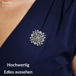 Traveller Brosche - Silberfarben - Halbe Perle - 10mm - Hell Grau - Kristalle - Platiniert - 33 mm - 157852 