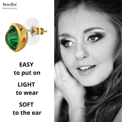 Traveller Earrings - Gold Plated - Crystal - Emerald Green - 10mm - 157855 