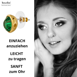 Traveller Ohrstecker - Vergoldet - Kristall - Smaragd Grün - 10mm - 157855 