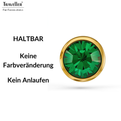 Traveller Ohrstecker - Vergoldet - Kristall - Smaragd Grün - 10mm - 157855 