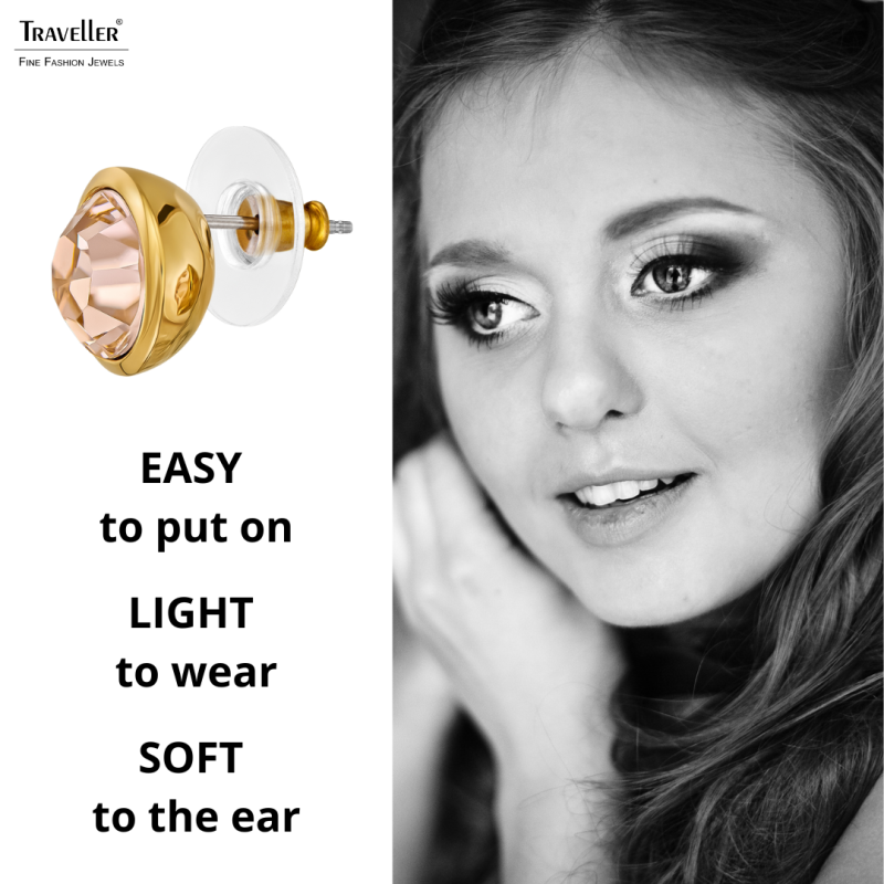 Traveller Earrings - Gold Plated - Crystal - Golden Quartz - 10mm - 157856 